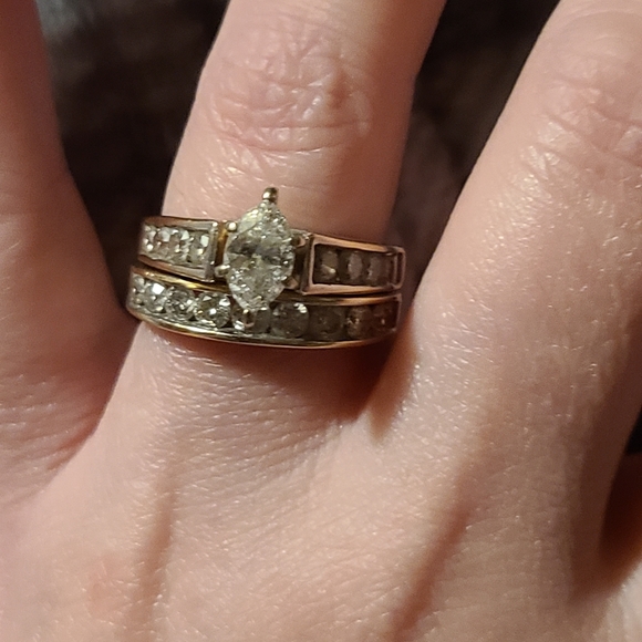 14k YG genuine diamond wedding set - Picture 9 of 11